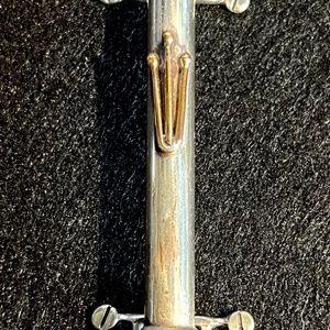 Sterling Handmade Door Mezuzah with Brass Shin , Antiqued Finish
